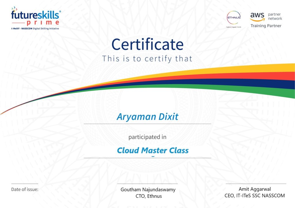 Nasscom Futureskills Prime AWS Cloud  MasterClass In association with MEITY